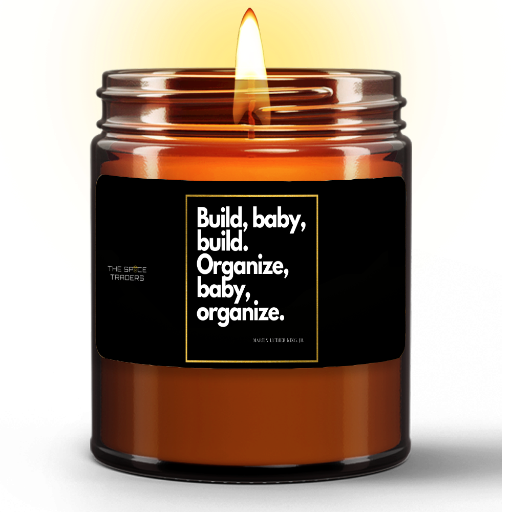 Build Organize Natural Wax Candle in Amber Jar (9oz)